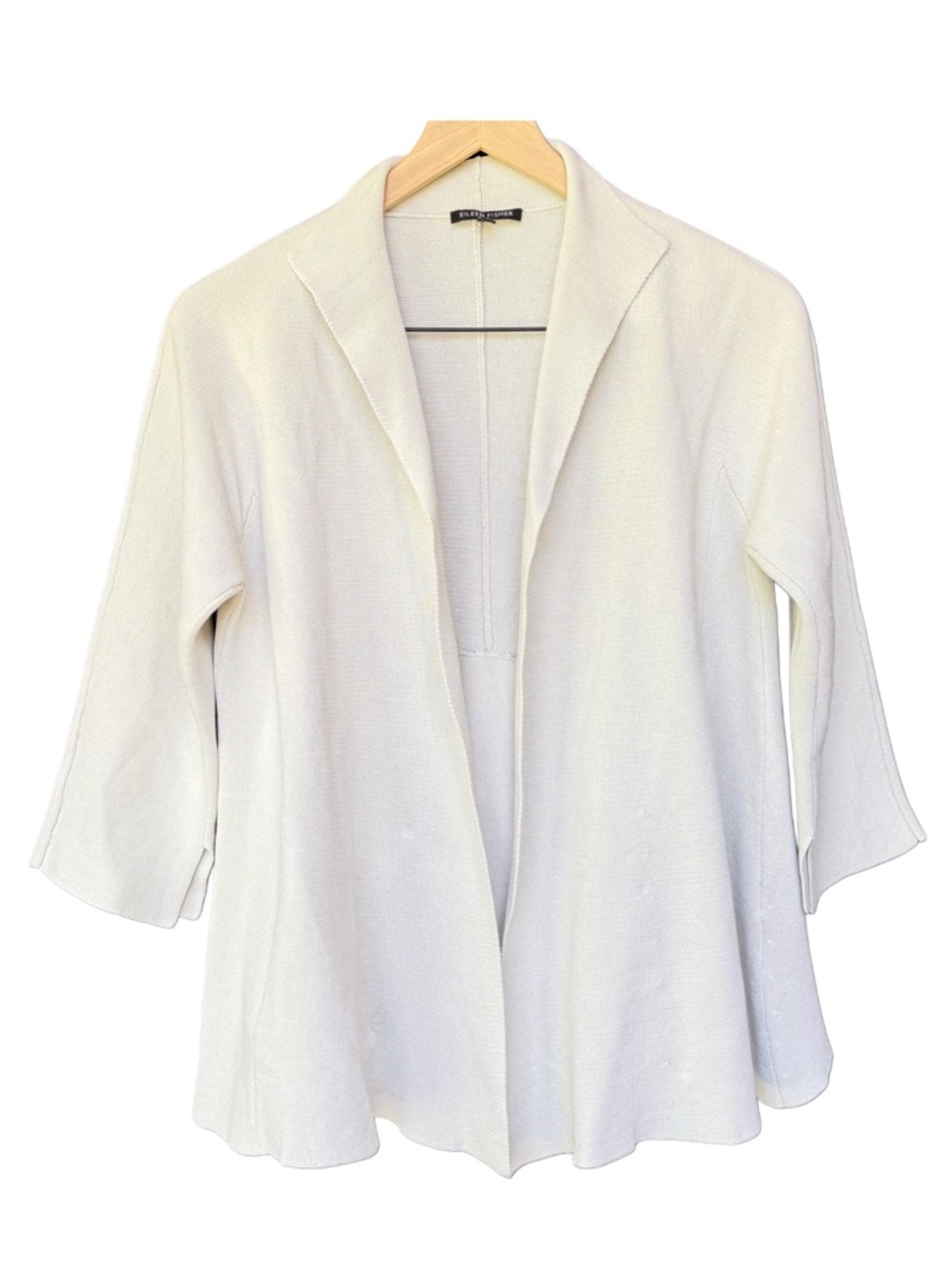 Eileen Fisher Open-Front 3/4 Sleeve Cardigan/Jacket | Light Beige | Size M